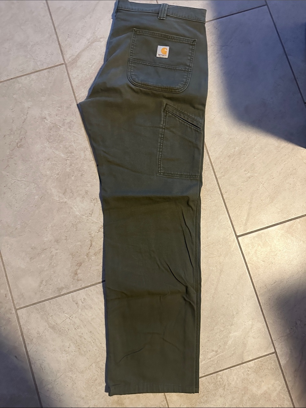 Carhartt Dark Olive Work Pants with Utility Pocket